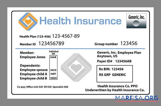 Blank USA Health Insurance Co. health insurance card template